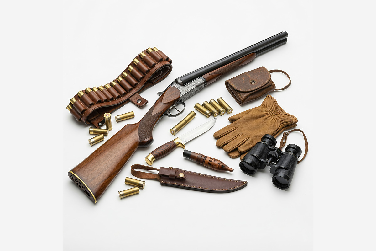 Classic Hunting Gear Flat Lay, an Object Illustration by StockVerse Creative (Photo 1 of 3)