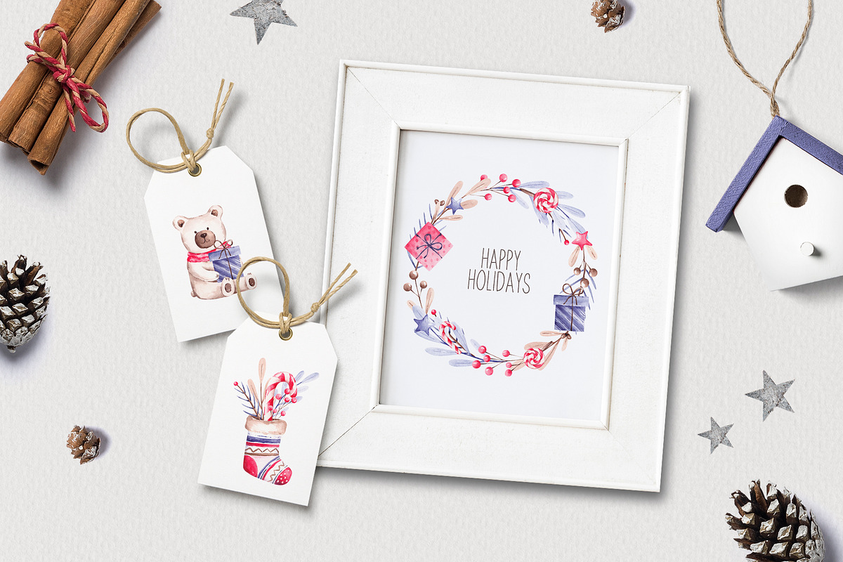 Watercolor Winter Teddy Collection, an Animal Illustration by YuliyaArtGarden (Photo 6 of 8)