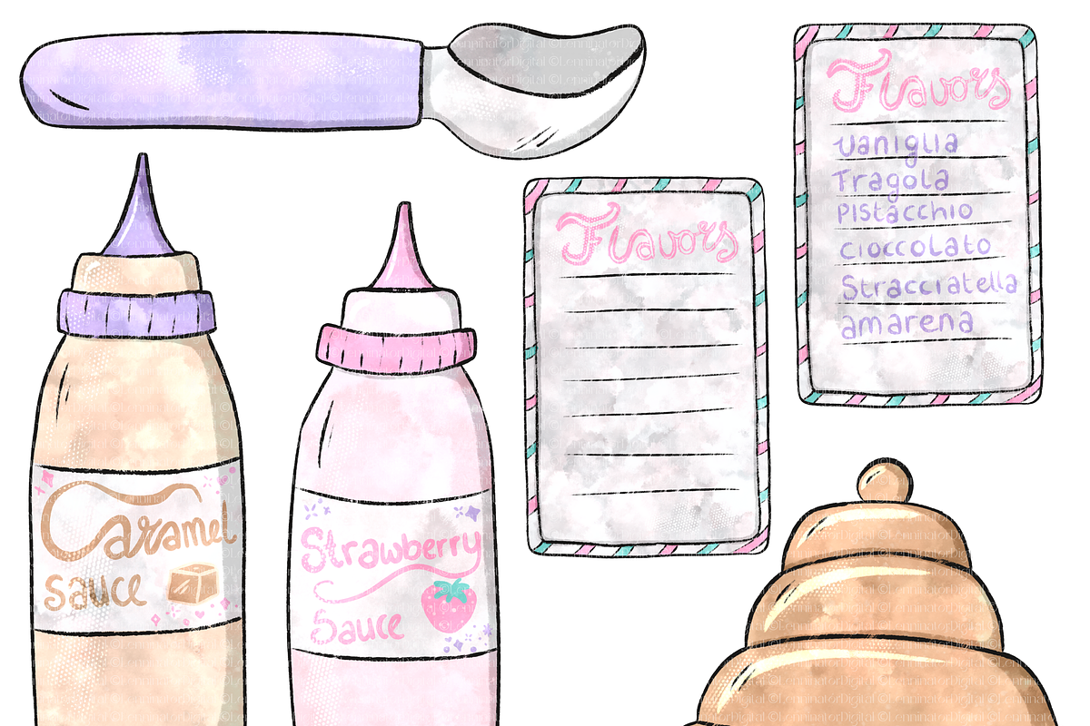 Watercolor Gelato Ice Cream Clipart, a Food Illustration by Lenninator Digital (Photo 5 of 9)