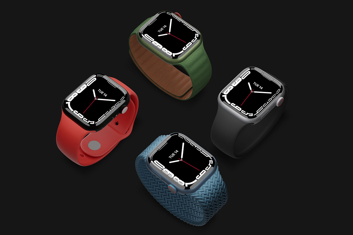 Apple Watch 7 Mockup, a Wearable Device Mockup by neueworld (Photo 2 of 6)