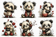 Watercolor Spring Panda Clipart, an Illustration by Craft Nest (Thumbnail 4 of 11)