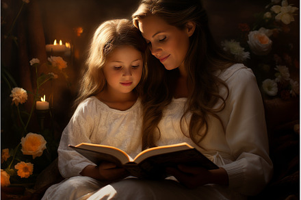 Bonding Mother daughter reading, a Person Photo by Ylivdesign