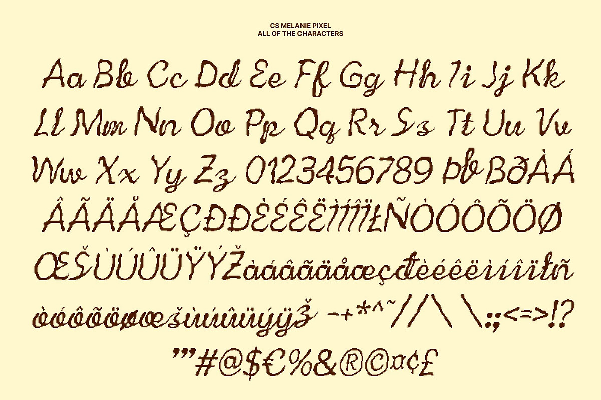 CS Melanie Pixel, a Script Font by Craft Supply Co. (Photo 8 of 8)
