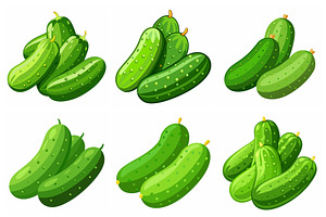 Green cartoon cucumbers with varying, an Object Graphic by Billah Hub