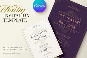 Wedding Invitation Canva Template, an Invitation Template by Vasya Kobelev