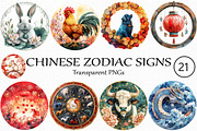 Chinese Zodiac signs round Clipart, an Illustration by Craft Nest (Thumbnail 1 of 5)