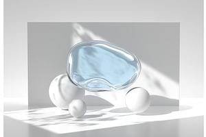 3D Background, White Round Spheres