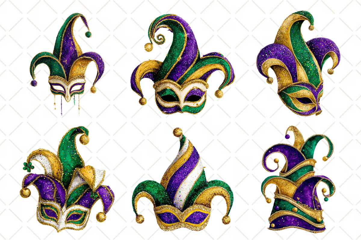 Watercolor Mardi Gras Jester Hat, an Illustration by Black Bird Studio (Photo 5 of 6)