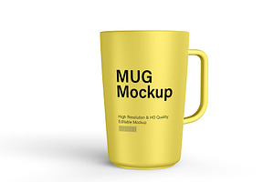 Yellow Glossy Mug Mockup With Handle, a Product Mockup by graphypix
