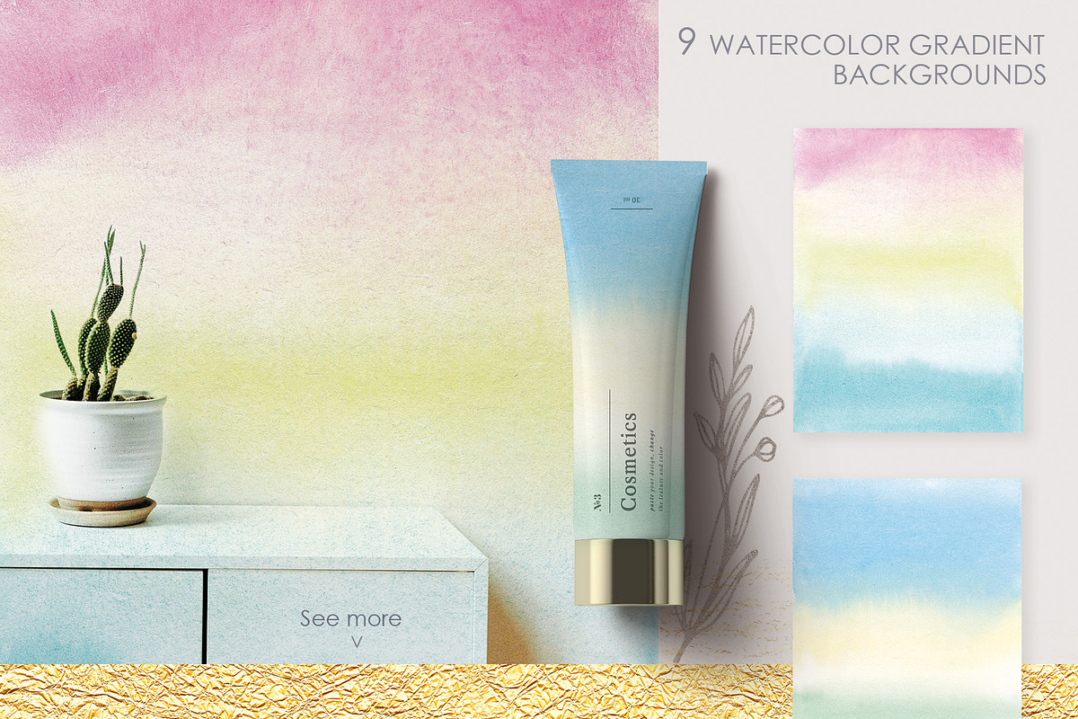 Pastel Watercolor & Gold Textures, a Texture Graphic by InstaDesignPro (Photo 8 of 12)