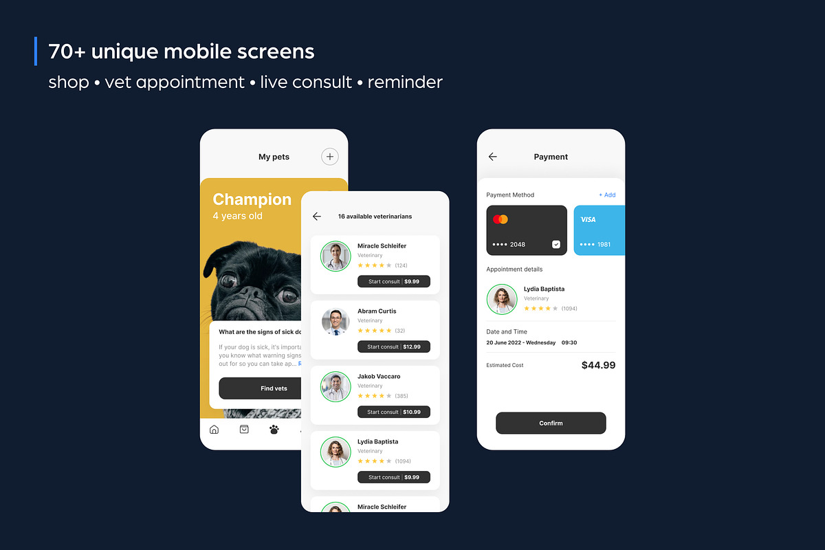 Petito Pet Care App UI Kit, an UI Kit Template by phoneixdesign (Photo 2 of 5)