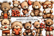 Whimsical Valentine Bear Clipart, an Illustration by Canvas Craft (Thumbnail 1 of 6)