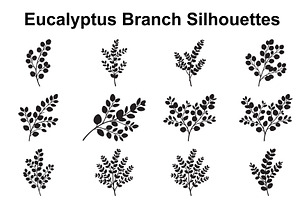 Eucalyptus Branch Silhouette Set