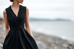 Elegant woman in a flowing black, a Beauty & Fashion Photo by MistyDay