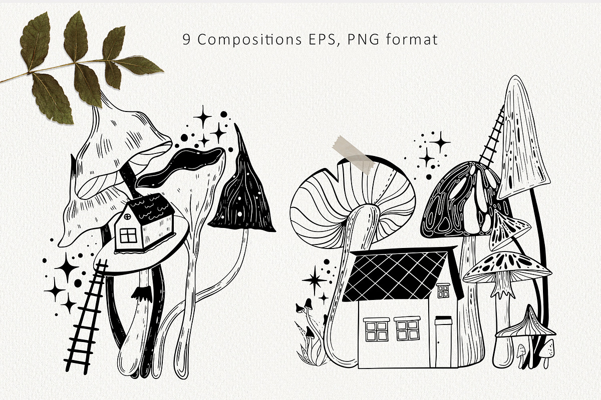 Mushrooms mystical collection, an Object Illustration by annasokol_ (Photo 6 of 12)