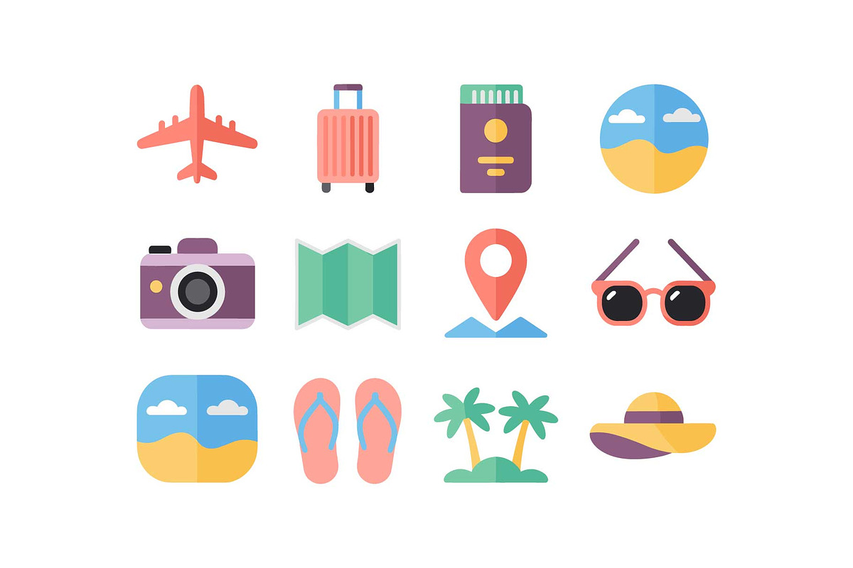 Tropical Beach Travel Icons Pack, an Object Graphic by jahid234 (Photo 12 of 13)