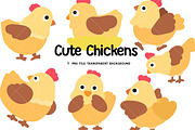Simple Cute Chicken Clipart Set, an Animal Illustration by Nattapohncha (Thumbnail 1 of 3)