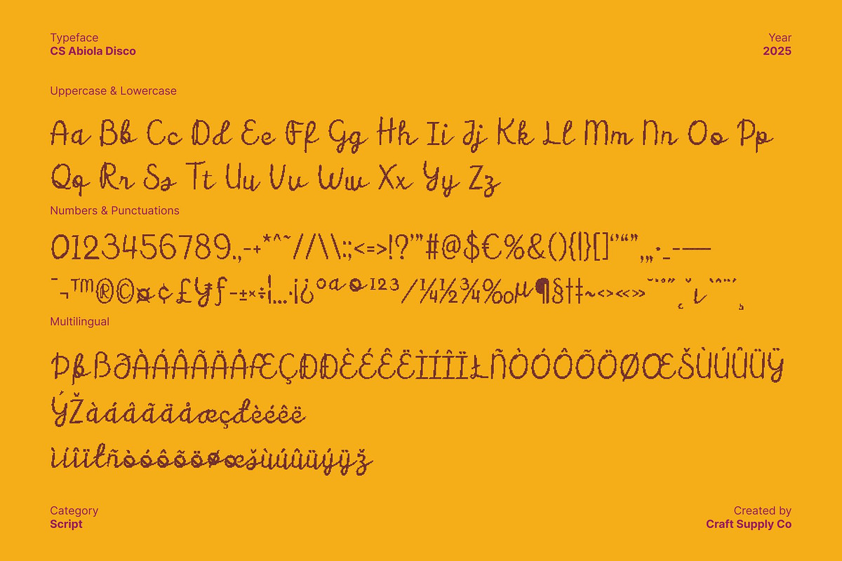 CS Abiola Disco, a Script Font by Craft Supply Co. (Photo 8 of 8)