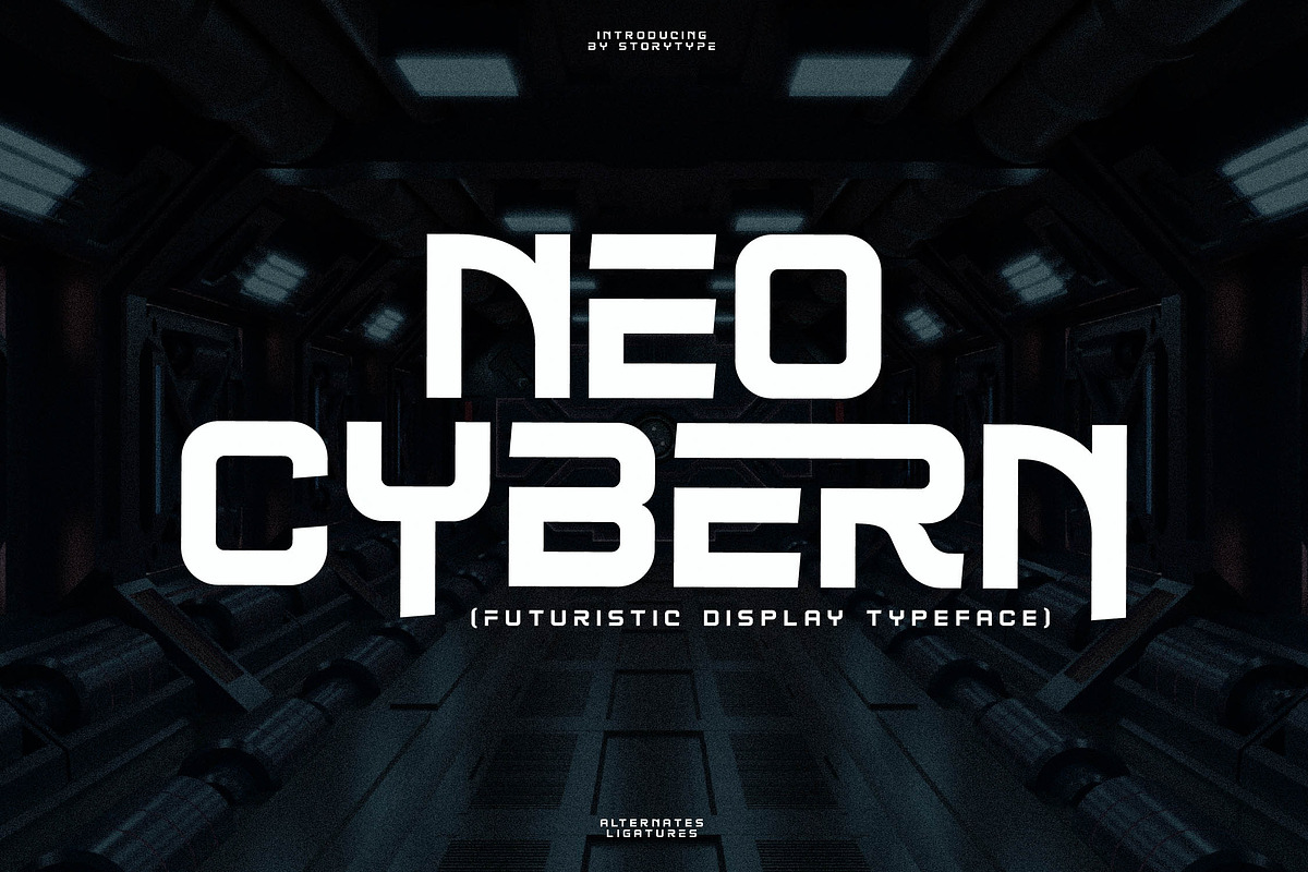 Neo Cybern Futuristic Display Font, a Sans Serif Font by Storytype Studio (Photo 1 of 13)