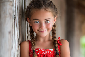 Smiling young girl with braided hair, a Person Photo by MistyDay