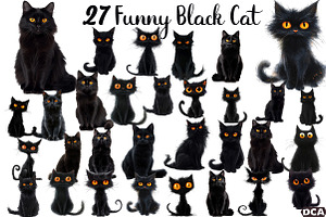 Quirky Funny Black Cat Sublimation, an Illustration by DreamCafeArt
