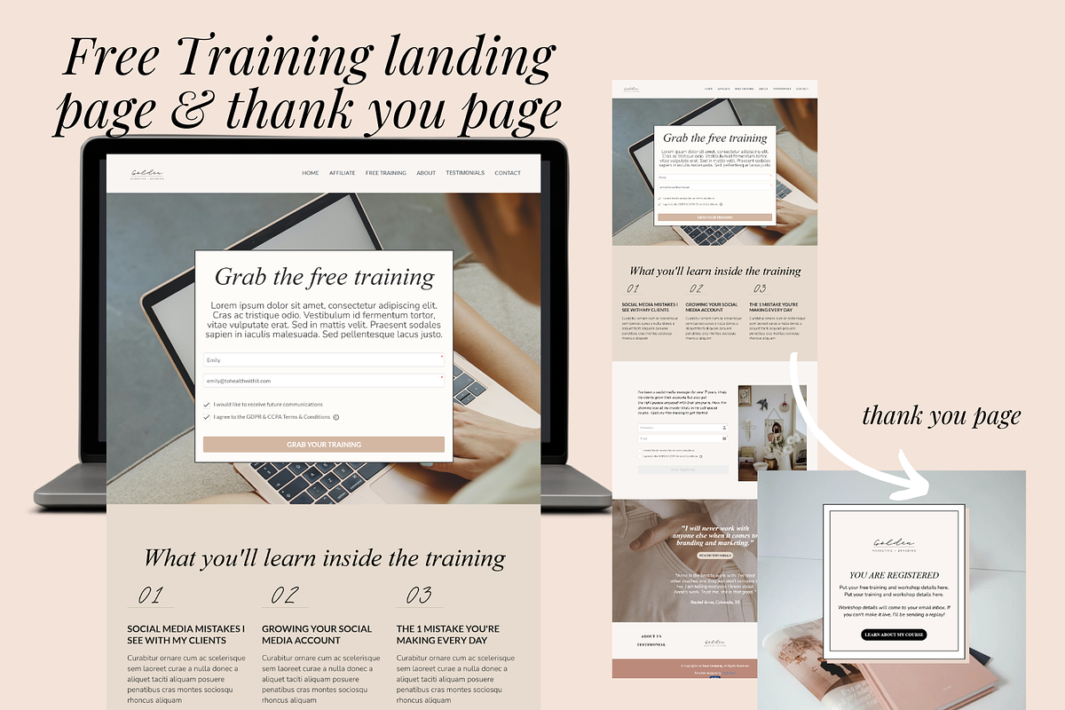Kartra Membership - Rose Gold Bundle, a Landing Page Template by Solana Creative Co. (Photo 7 of 9)