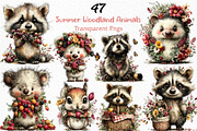 Summer Woodland Animals Clipart, an Illustration by Craft Nest (Thumbnail 1 of 12)