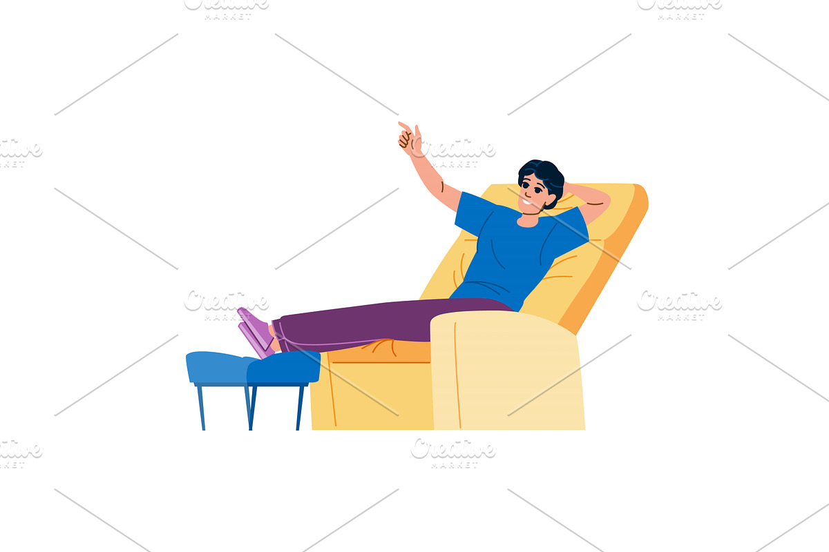 Young man relaxing on comfortable, an Object Illustration by pikepicture