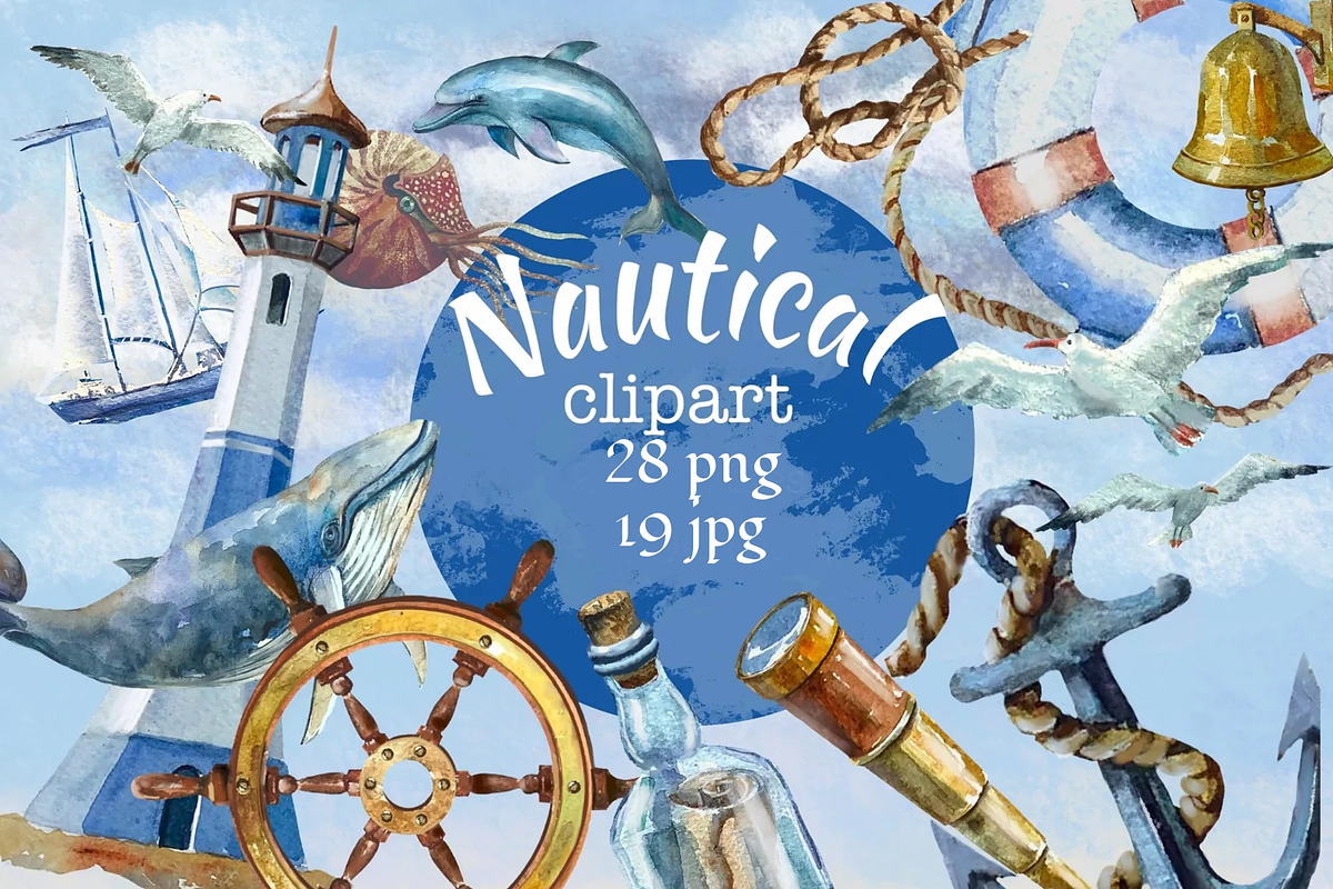 Watercolor nautical illustration, an Object Illustration by AkvarelRiver (Photo 1 of 18)