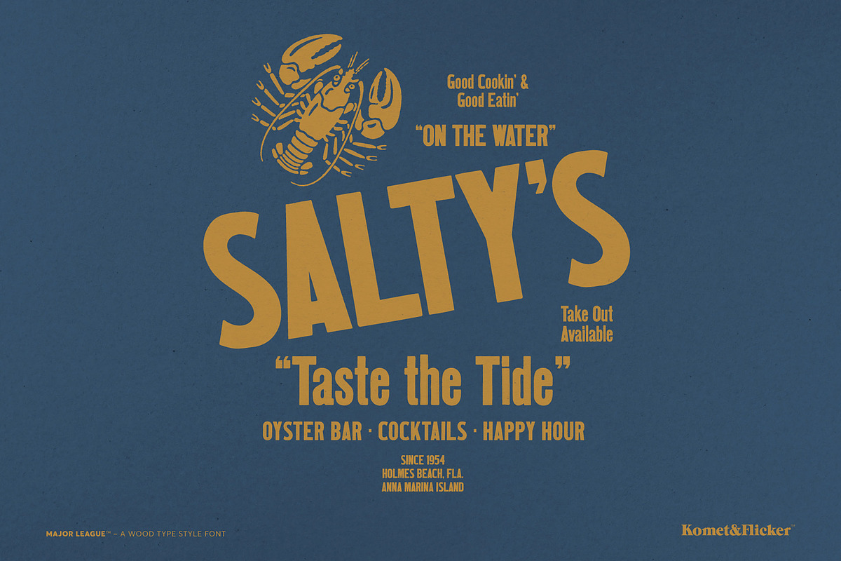 Major League - A Wood Type Font, a Sans Serif Font by Komet & Flicker (Photo 12 of 14)