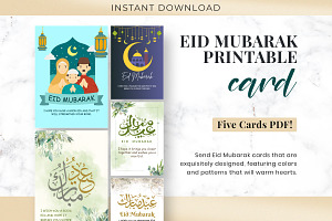 Eid Mubarak Printable Planner Card, a Card Template by Snapybiz