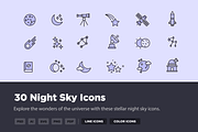 30 Night Sky Icons, a Solid Icon by Creative VIP (Thumbnail 1 of 6)