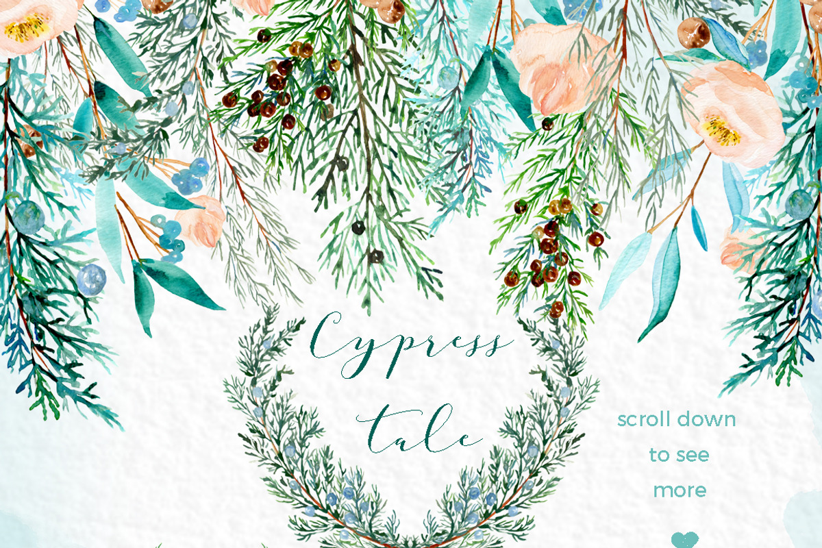 Cypress. Watercolor clipart, a Decorative Illustration by LABFcreations (Photo 3 of 12)