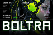 Boltra – Futuristic Display Typeface, a Sans Serif Font by Vadovastd (Thumbnail 1 of 7)