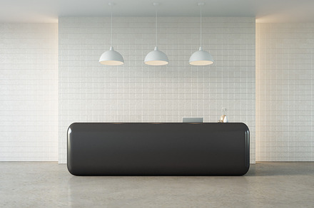 Luxury modern reception desk, an Architecture Photo by TONTECTONIX