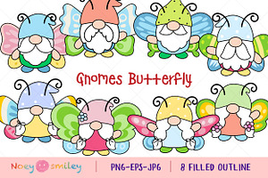 Gnomes Butterfly Filled Clipart