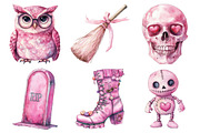 Watercolor Pink Halloween Clipart, an Illustration by Daily.Designs (Thumbnail 3 of 5)