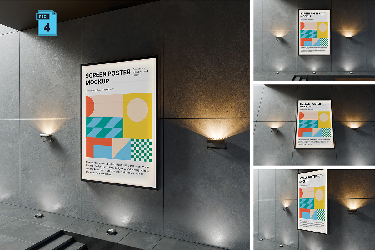 Screen Poster Mockup, an Advertising Mockup by Momogi (Photo 1 of 5)