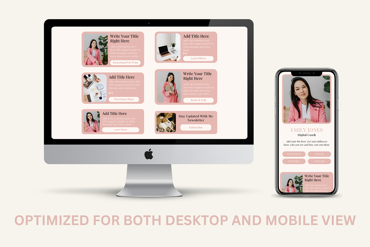 Link In Bio Canva Template | Coach, a Landing Page Template by The Chaos Project (Photo 5 of 7)