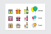 55 happy new year icons in 3 styles, an Outline Icon by LTNG STUDIO (Thumbnail 2 of 6)