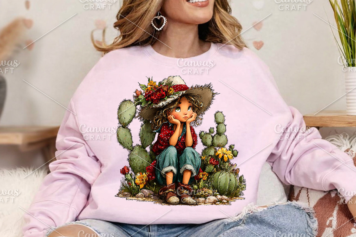 Whimsical Summer Western Girl PNG, an Illustration by Canvas Craft (Photo 3 of 7)