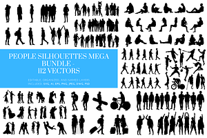 112 People Silhouette Vectors