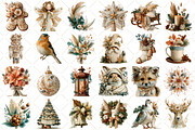 Watercolor Boho Christmas Clipart, a Seasonal Illustration by Black Bird Studio (Thumbnail 2 of 7)