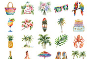 Watercolor Tropical Honeymoon Clipar, an Illustration by Design Market (Thumbnail 2 of 3)