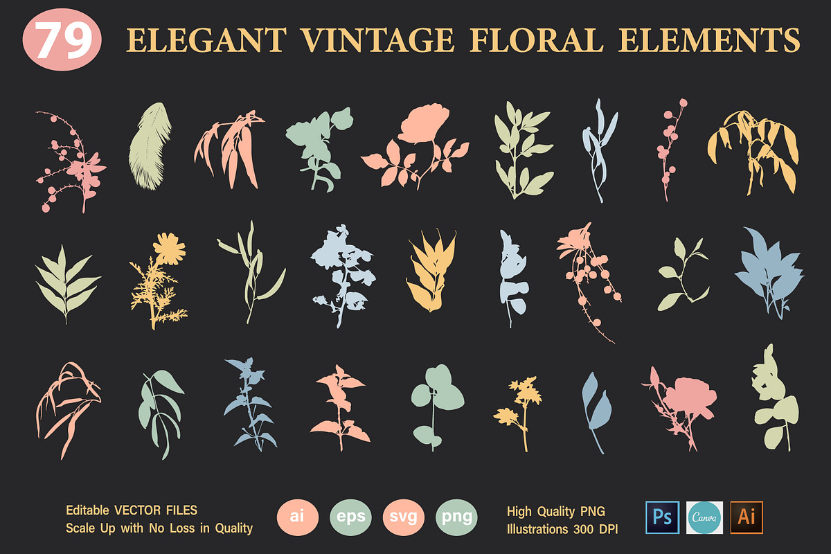 Vintage Floral Elements Atelier, an Object Graphic by Katrinelly (Photo 4 of 14)
