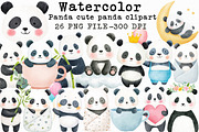 Panda Watercolor cute panda clipart, an Illustration by Libby Wishes (Thumbnail 1 of 6)