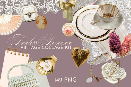 Timeless Romance Vintage Collage Kit, an Object Graphic by Anzhelika