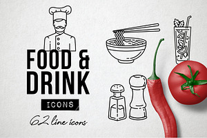 Drink and Food Icons Pack, an Outline Icon by Hatch Design Workshop