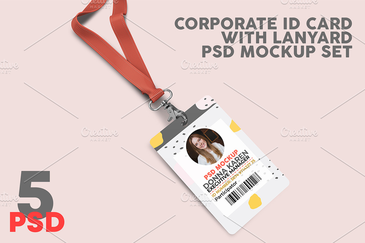 ID Card With Lanyard PSD Mockup, an Object Graphic by Sinlatown (Photo 1 of 8)
