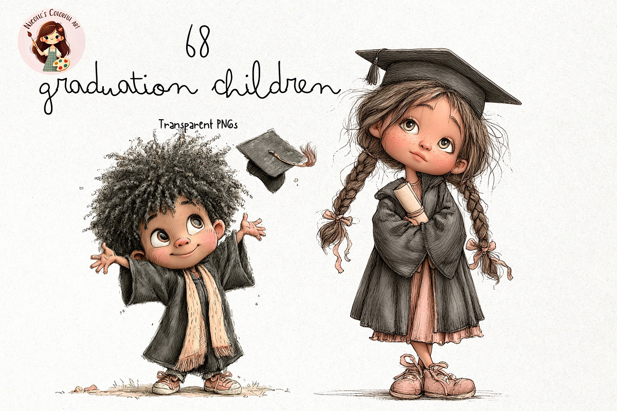 Graduation Children Watercolor Clipa, a Person Illustration by Nicolle's Colorful Art (Photo 1 of 4)